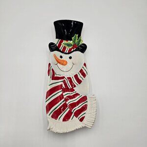 Fitz And Floyd Snack Therapy Snowman Serving Tray Hand Painted Christmas Decor